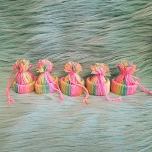 Five Retro Yarn Hat Ornaments